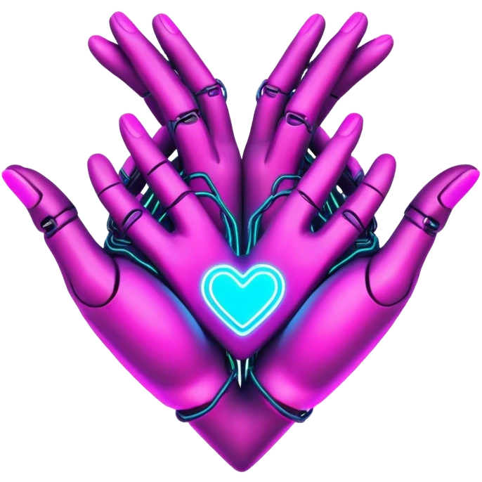 Neon cyberpunk style 
heart made of  hands emoji