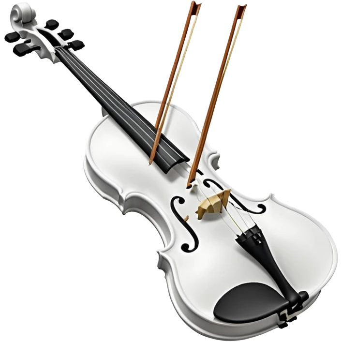 A pure white violin, sleek and elegant, animated style, soft glow, premium 3D-like shading, high resolution, minimalistic background, cheerful and visually appealing, perfect for Telegram emoji or sticker emoji