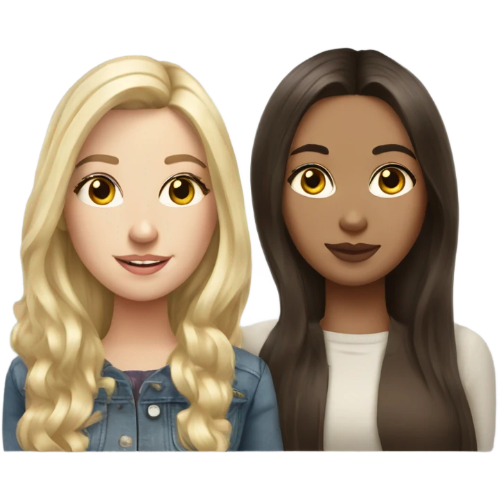 Realistic Russian Brunette hair girl and a blonde haired bestie  emoji
