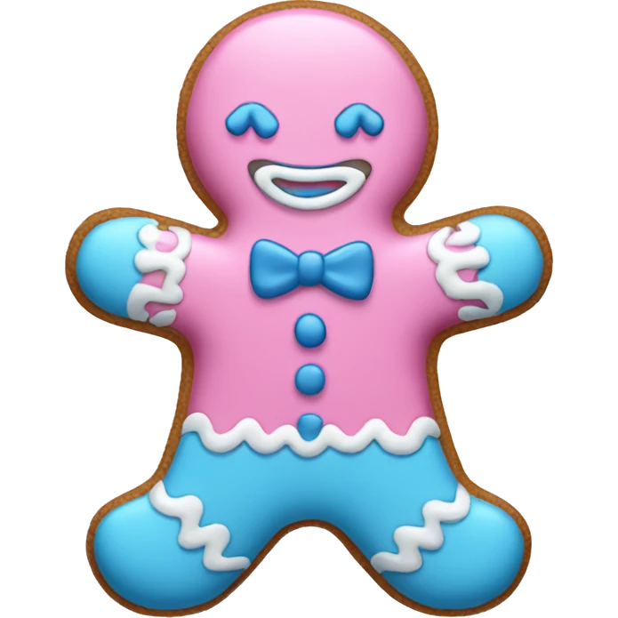 Pink and blue gingerbread man emoji