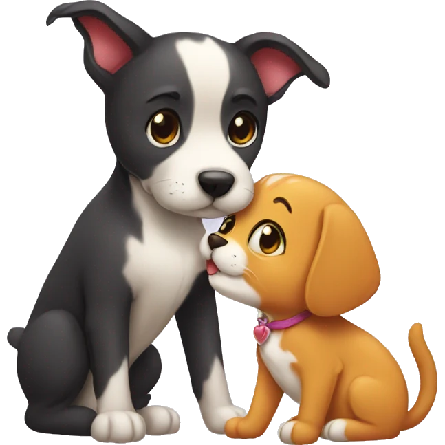 dog kissing cat emoji