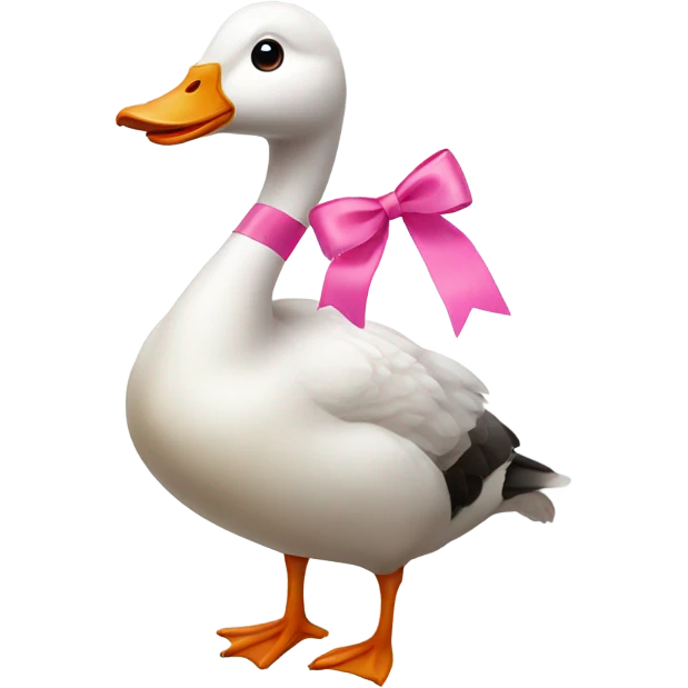 A goose with pink ribon emoji