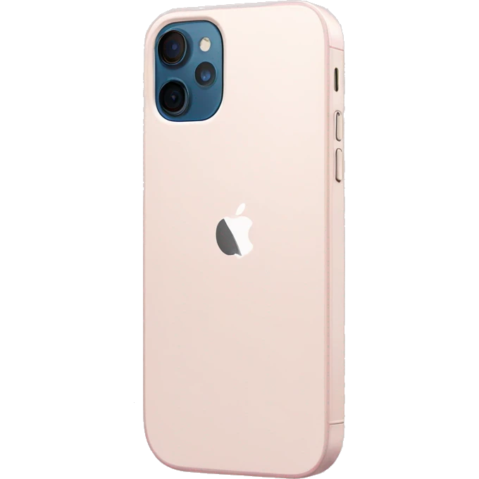 White iPhone 12 with a light pink case emoji
