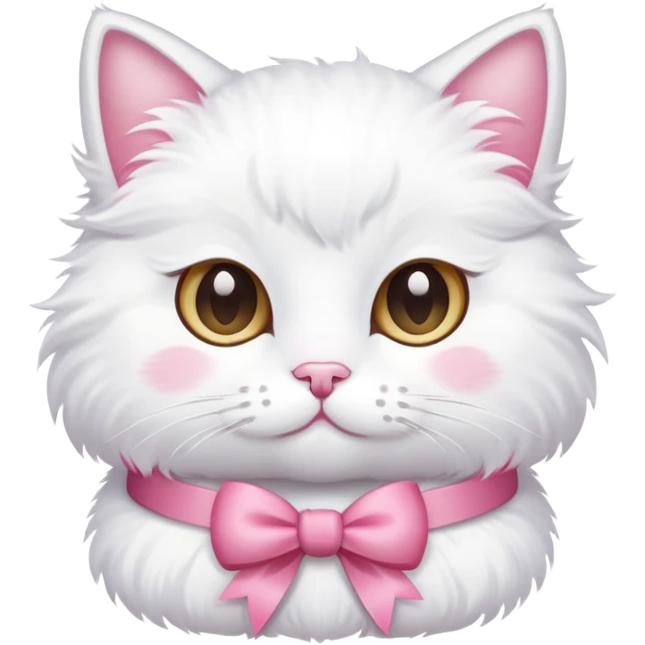 white cat with pink bow emoji