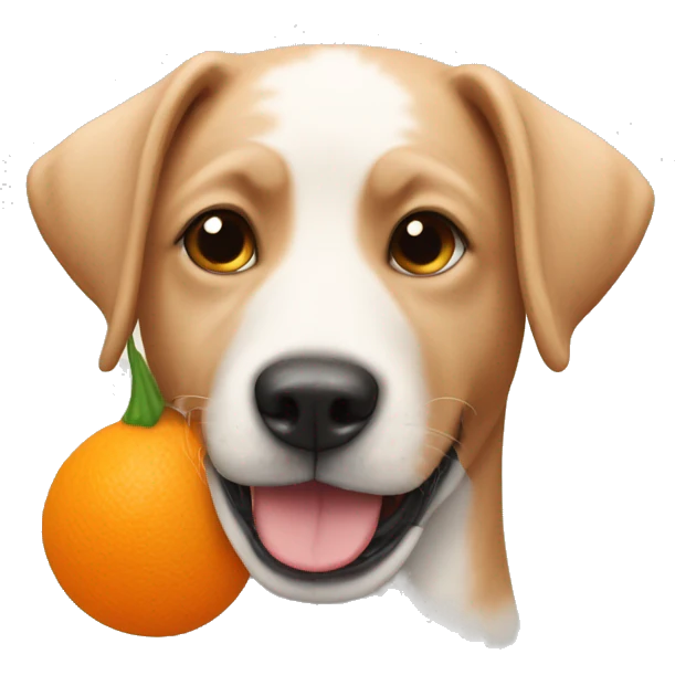 Un perro naranja con un collar de un sol emoji