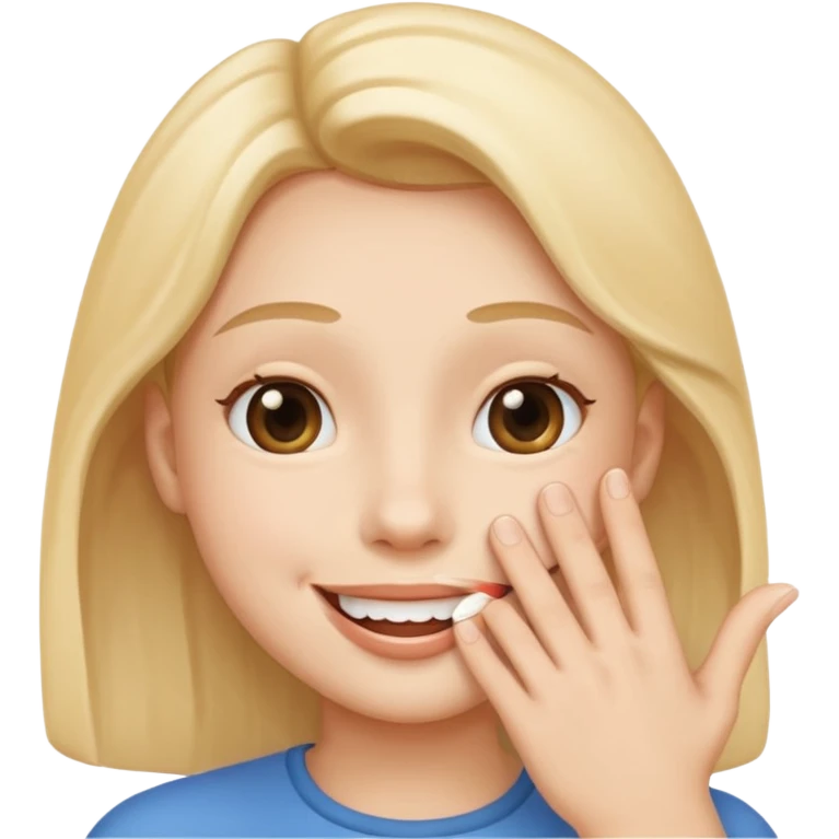 smiling face with a hand covering the mouth emoji