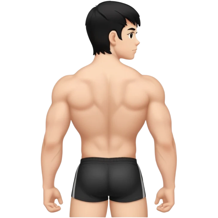 espalda de muchacho blanco joven con pelo negro musculoso emoji