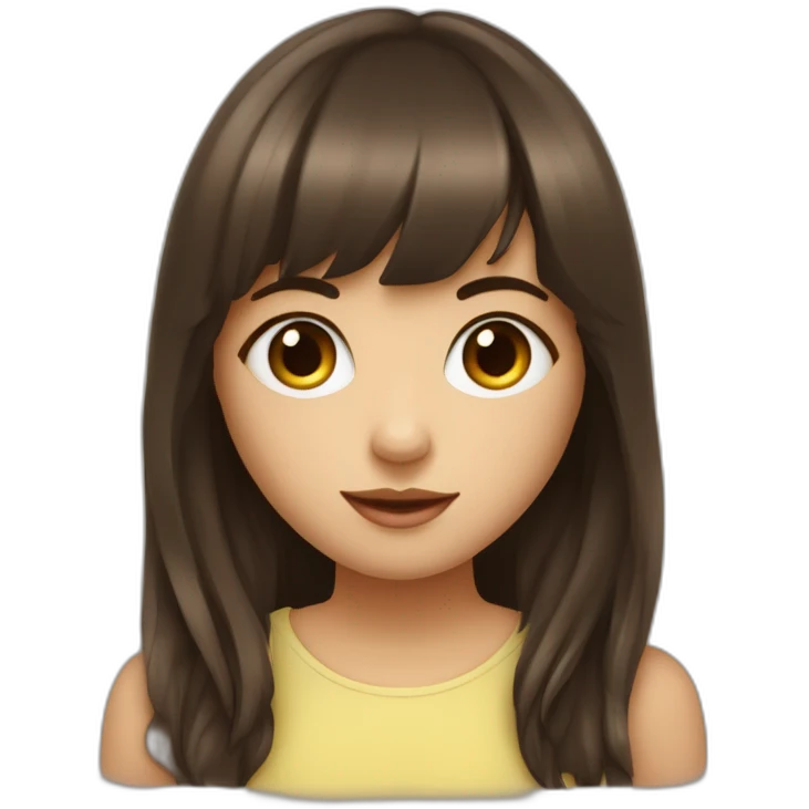 Fille brune abec des yeux bleux et une frange emoji