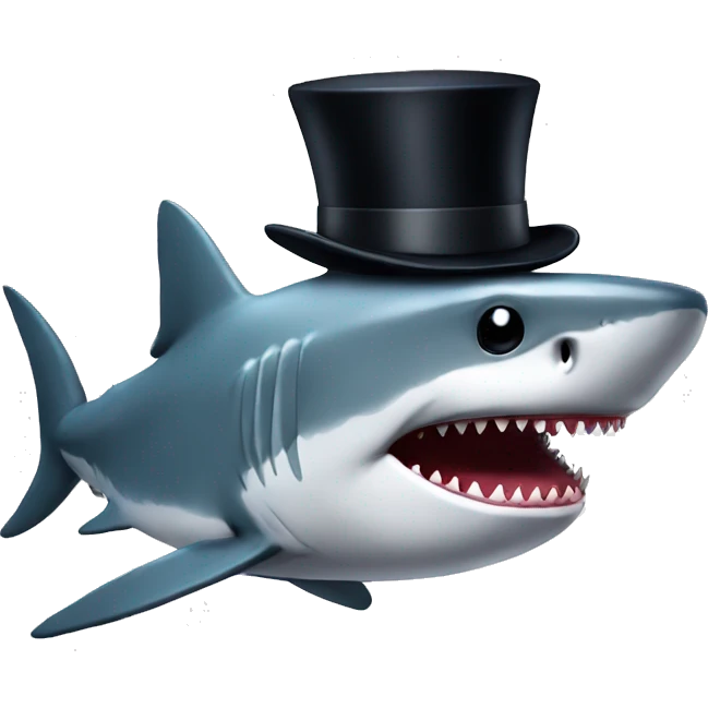 Shark with a top hat emoji