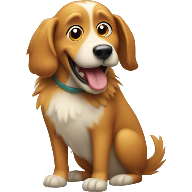Bird with dog head and dog tail smiling goofy emoji