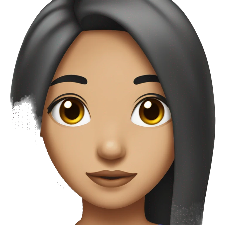 18 years old girl with straight black hair and brown sweet eyes emoji