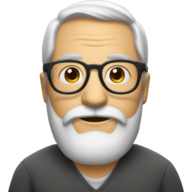 A 50ish bold nerd with grey beard and round glasses emoji
