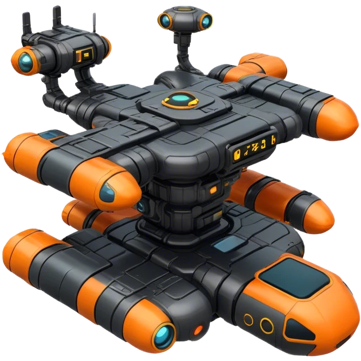 Orange, cyberpunk style, neon, gravity realistic space station emoji