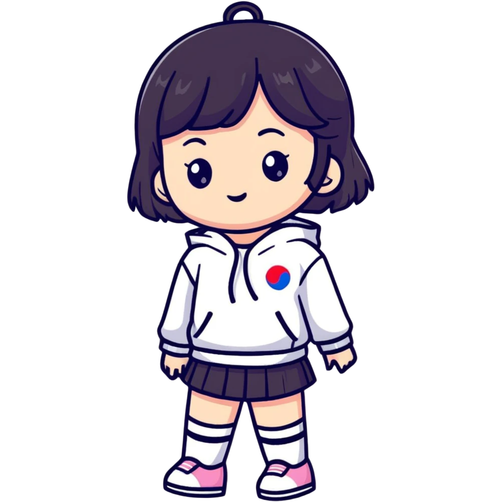 Korean girl with K-pop style emoji