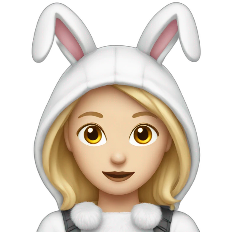 White Female wearing rabbit costume emoji