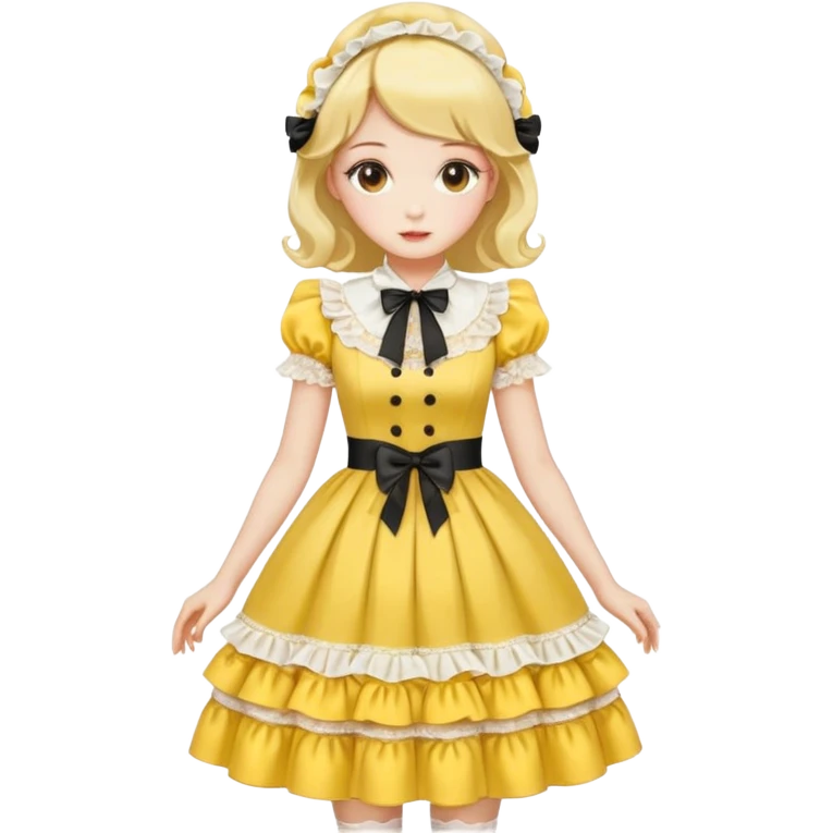 Lolita dress, white and yellow emoji