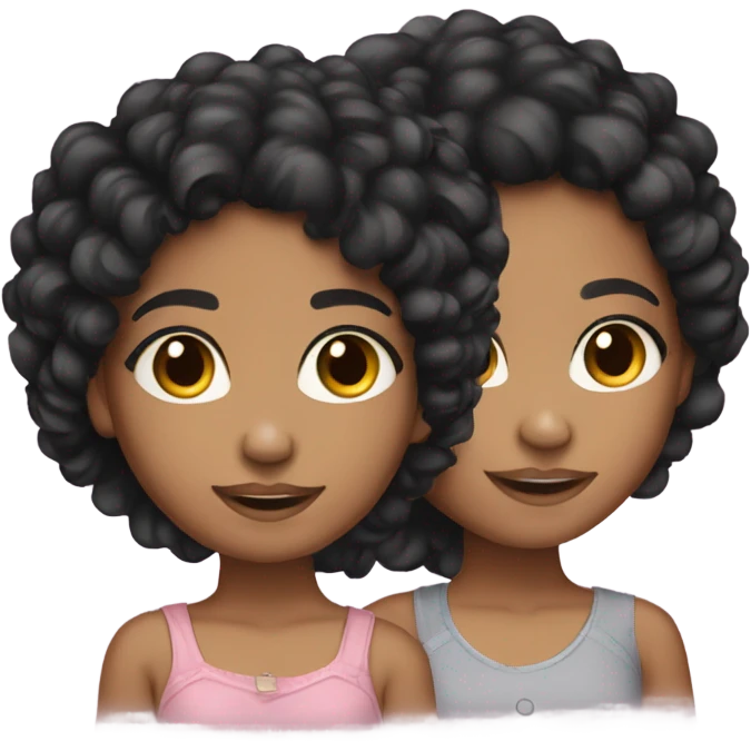two twin girls lightskin black curly hair emoji