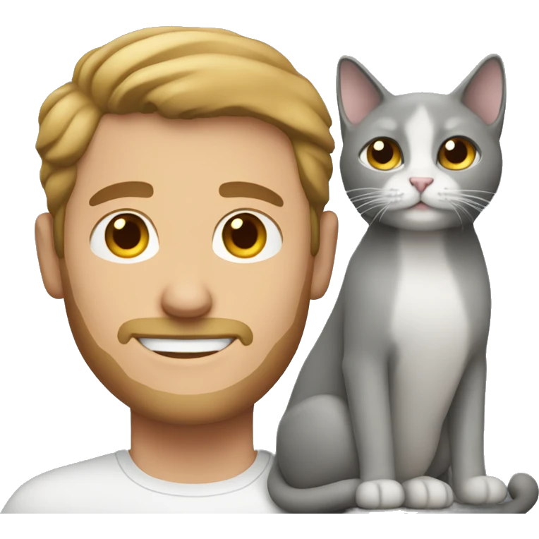 White man holding a gray cat emoji
