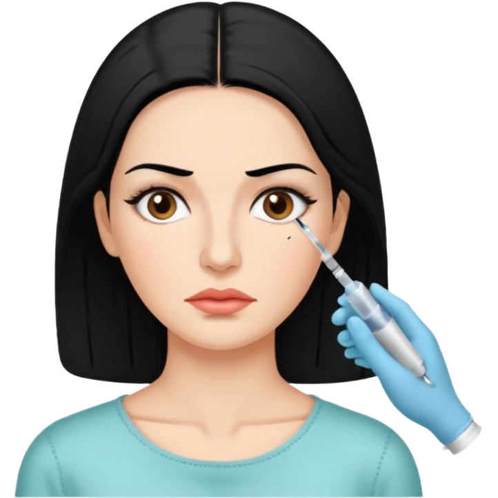 spanish woman black hair doing botox procedure emoji