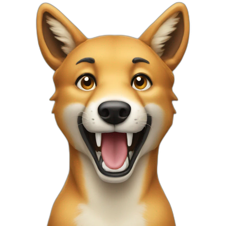 A dingo waving hi emoji