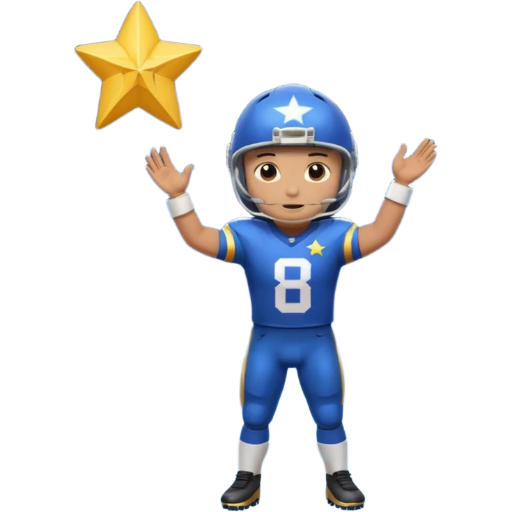 A football player standing in front of a shooting star emoji