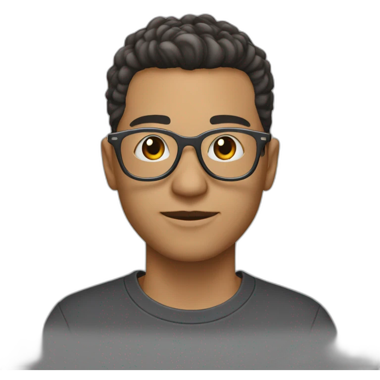 a guy with dark  mushroom hairstyle light skin in silver round glasses in a black t-shirt emoji
