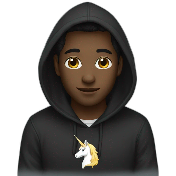 licorn in a black hoodie emoji