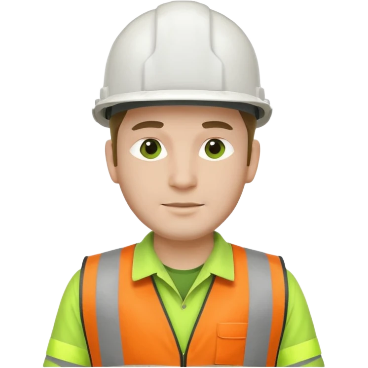 Hombre ingeniero casco blanco y chaleco verde emoji
