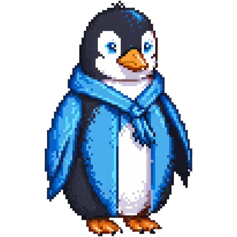 penguin as a wizened magic user with blue robe emoji