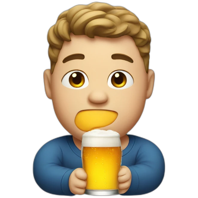 Fat boy drink beer emoji
