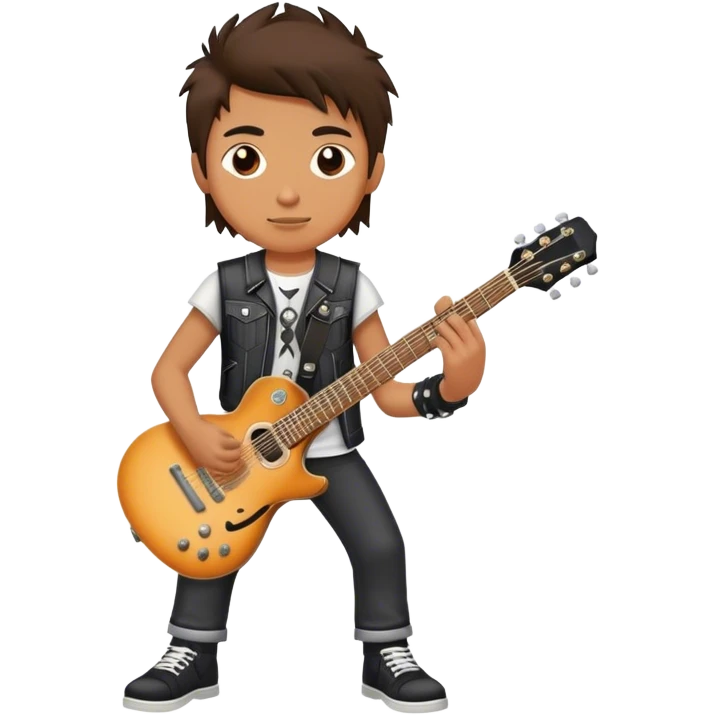 A rocker boy with a guitar emoji