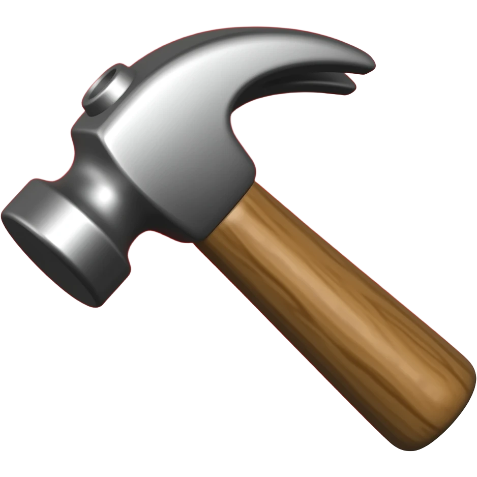 A hammer emoji with animations red aura around emoji