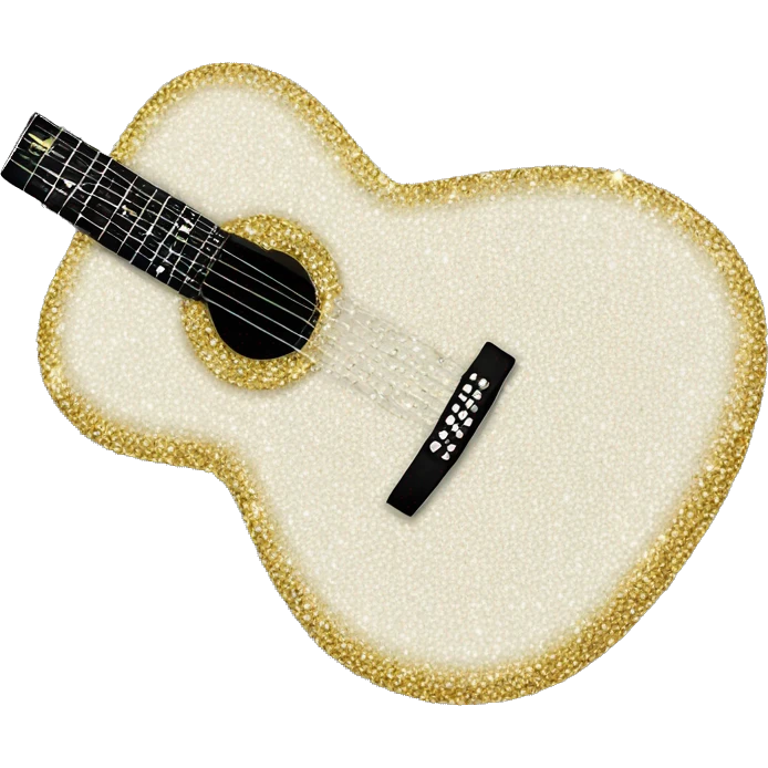 Bedazzled glittery acoustic guitar white emoji