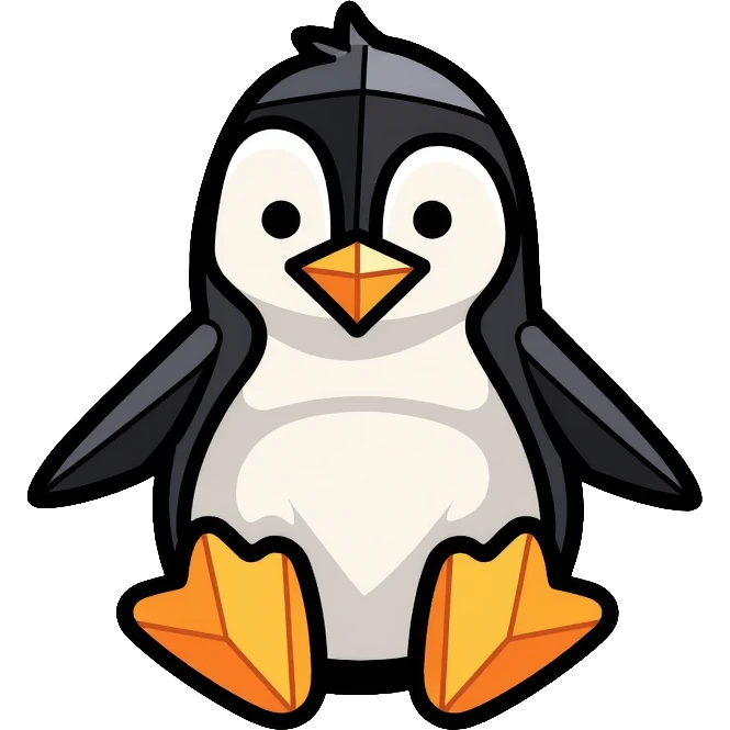 geometric penguin with angular shapes, made of triangles and polygons emoji
