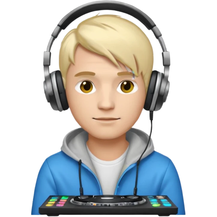 эмодзи парень диджей молодой с диджейский пультом красивый парень со светлыми волосами  emoji