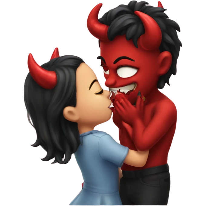 cute devil kiss a girl emoji