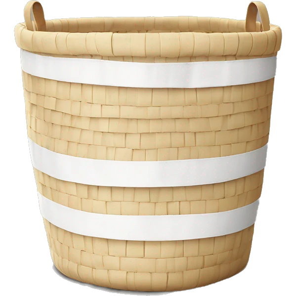 Light beige laundry raffia basket with white band emoji