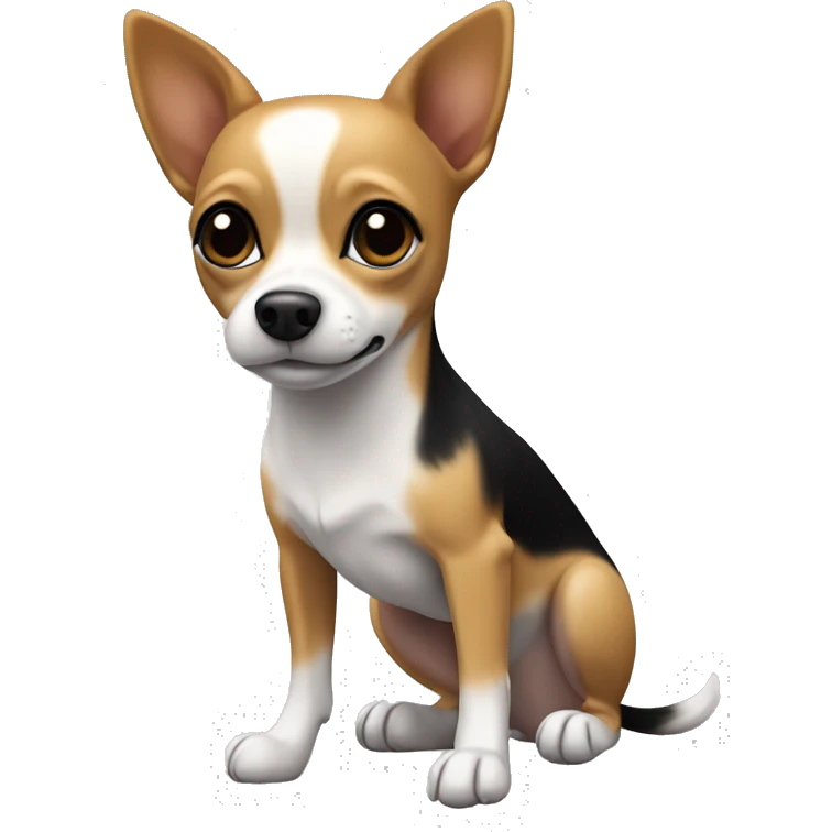 Chihuahua jack russel dog, black & white & tan full body  emoji
