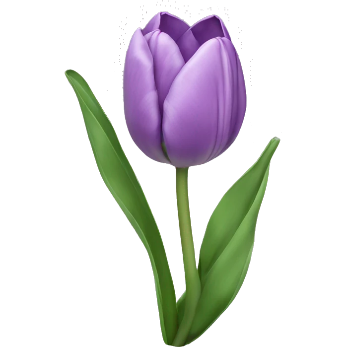 Lilac single tulip with leaves and stem emoji