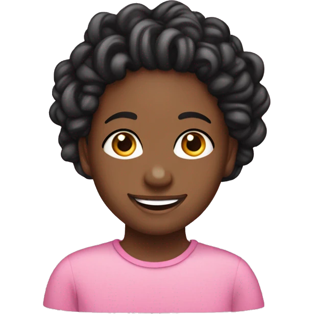 Black girl with short 2 strand twists, smile, friendly, pink shirt emoji