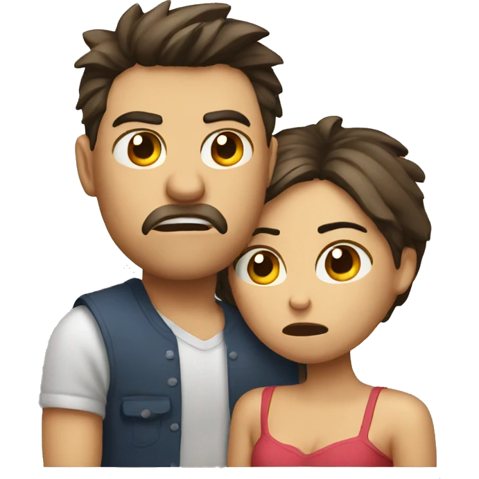 angry couple with broken heart emoji