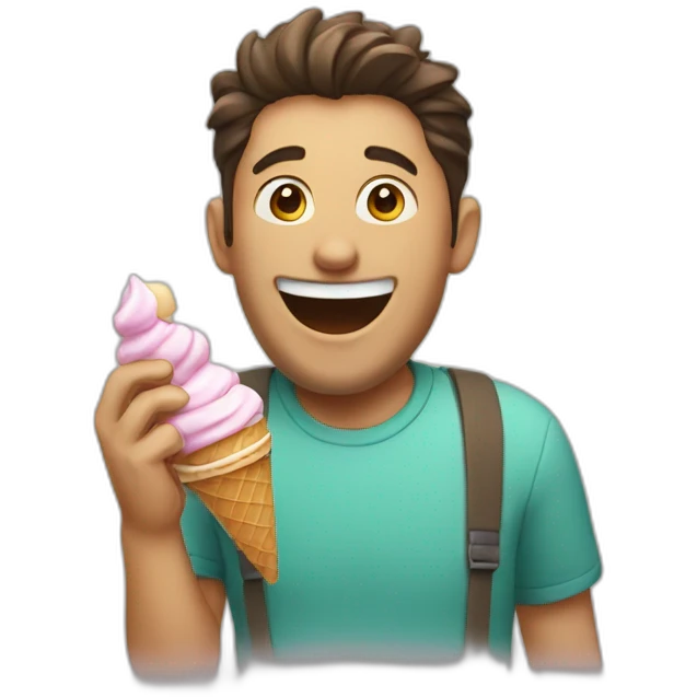man eating ice cream laughing emoji