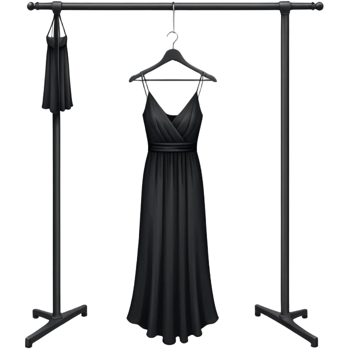 clothing rack with a single elegant black dress hanging emoji