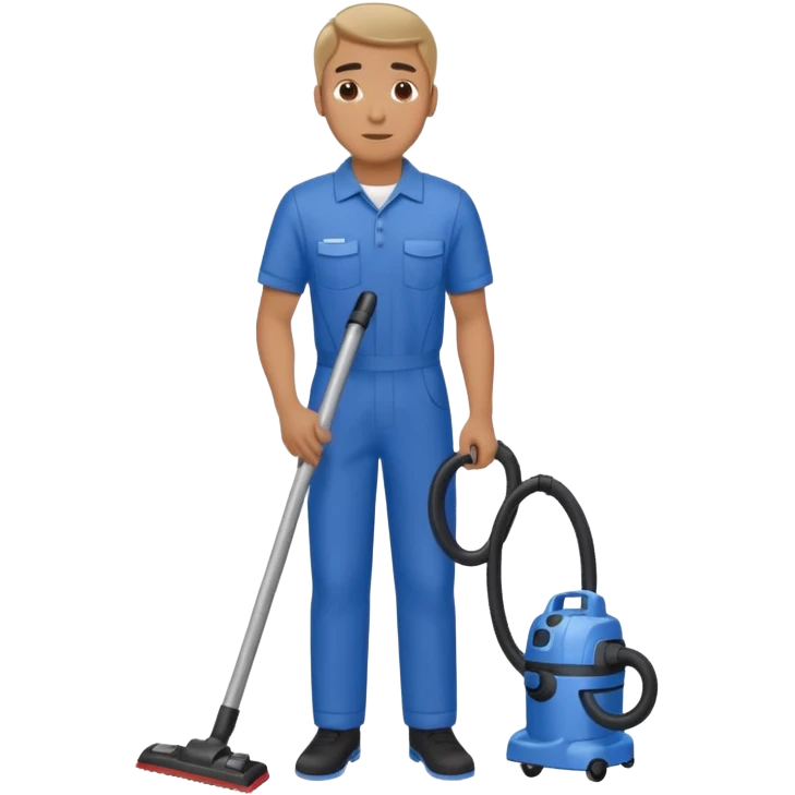 técnico de limpieza hombre sujetando una aspiradora de agua (medio cuerpo) emoji