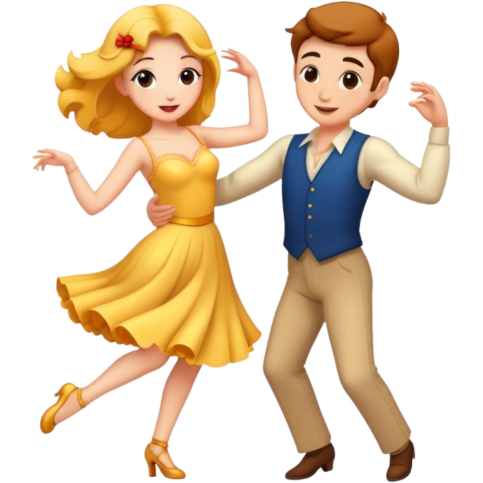 A fantasy couple in love dancing emoji