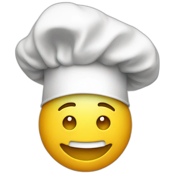 Smiley wearing a chef's hat looking up emoji