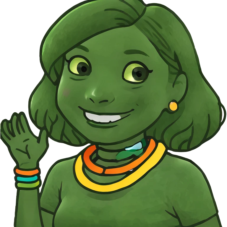 Girl with hands around neck with a smile  emoji
