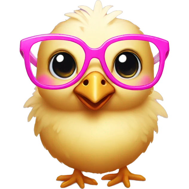 baby chicken with pink glasses emoji