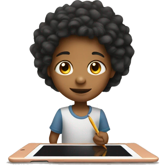 child drawing on ipad emoji