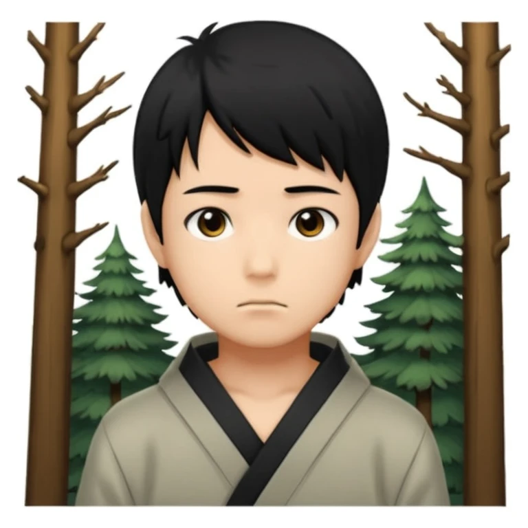 Manga bir bola ormonda yolgiz holatini tasvirlab ber emoji